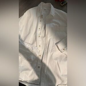 Denim Forum White Casual Button Down Shirt Aritzia